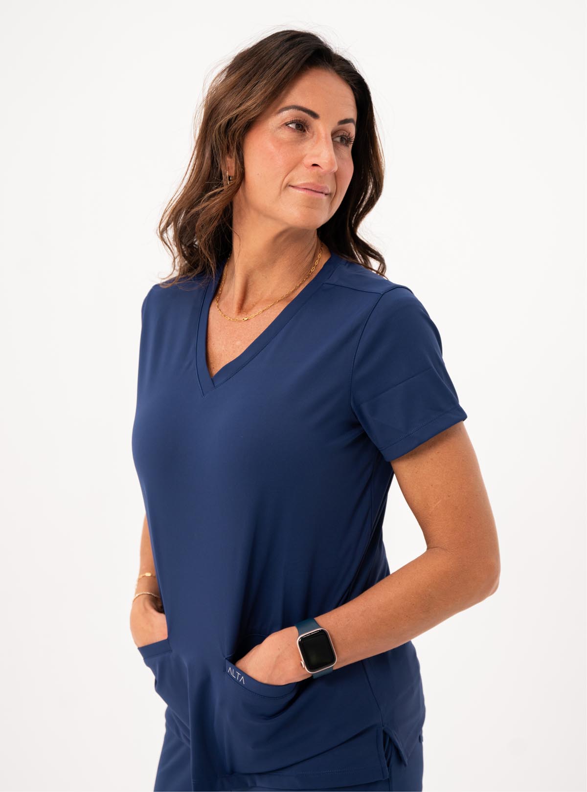 Taunya™ Two-Pocket Scrub Top - Navy