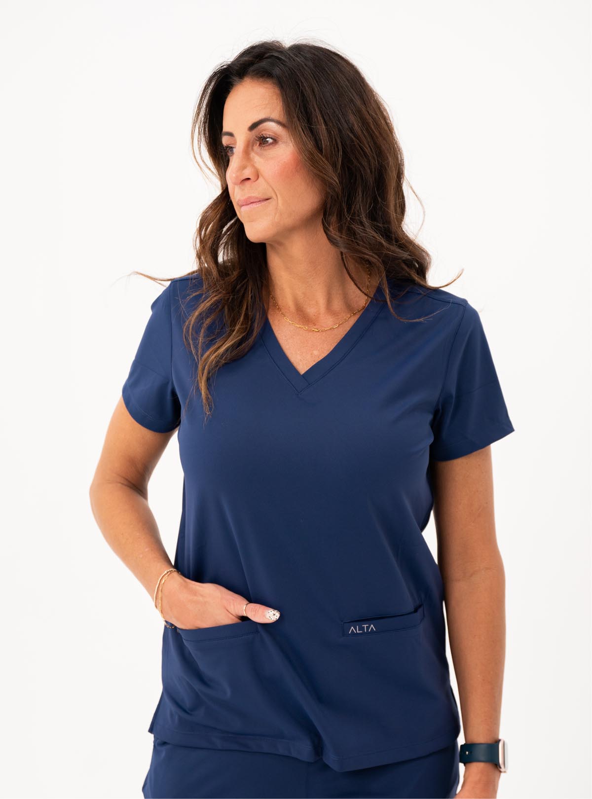 Taunya™ Two-Pocket Scrub Top - Navy