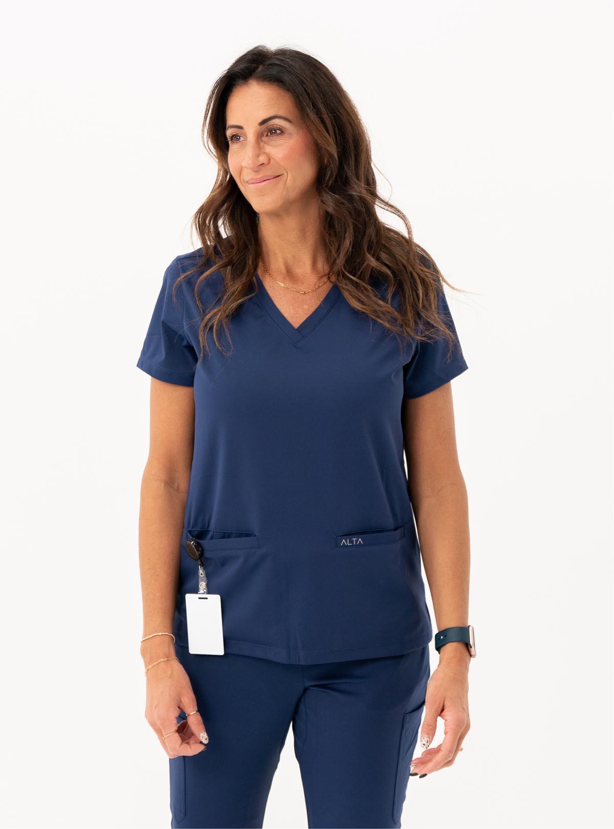 Taunya™ Two-Pocket Scrub Top - Navy