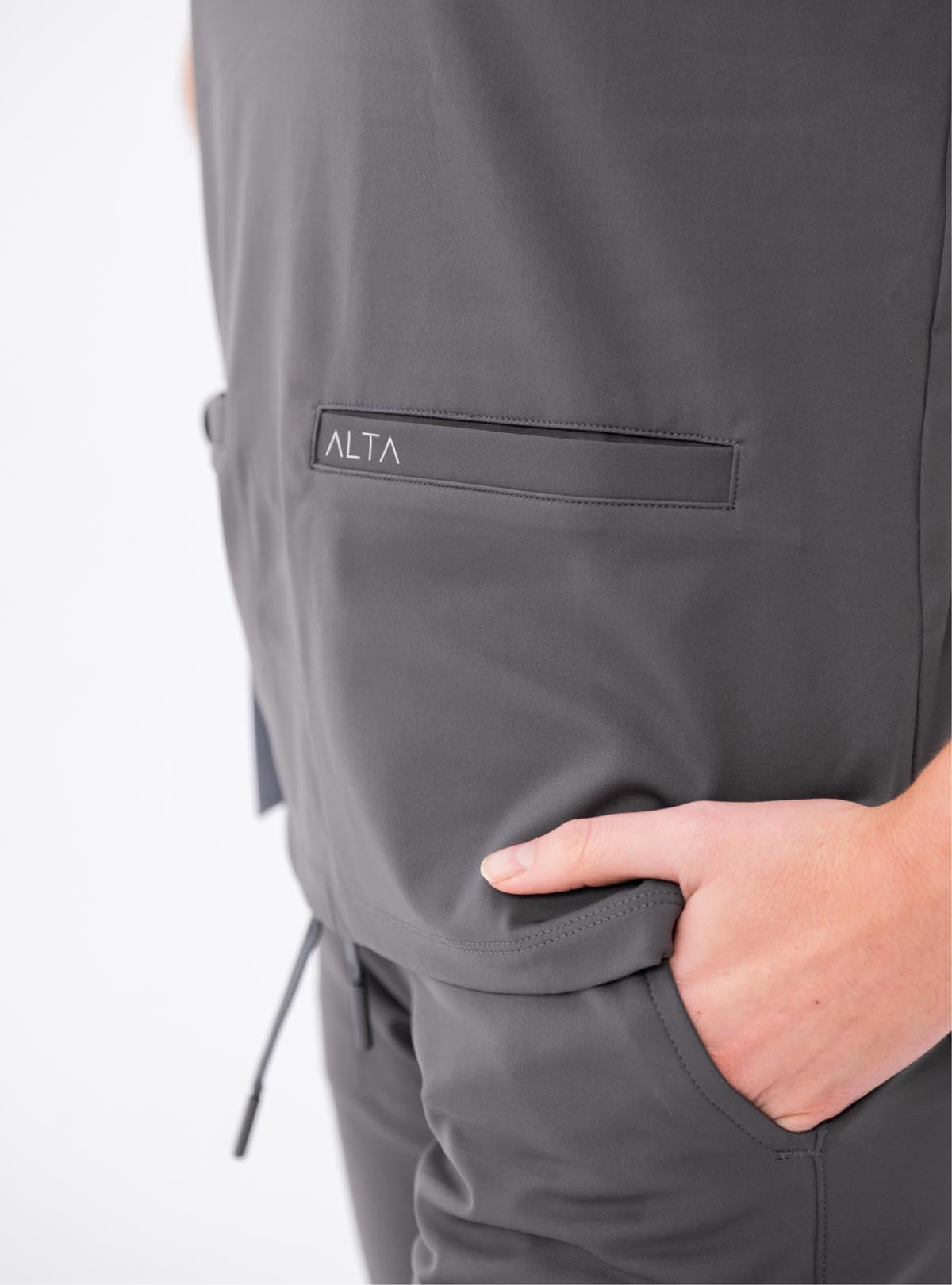 Taunya™ Two-Pocket Scrub Top - Grey