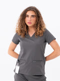 Taunya™ Two-Pocket Scrub Top - Grey