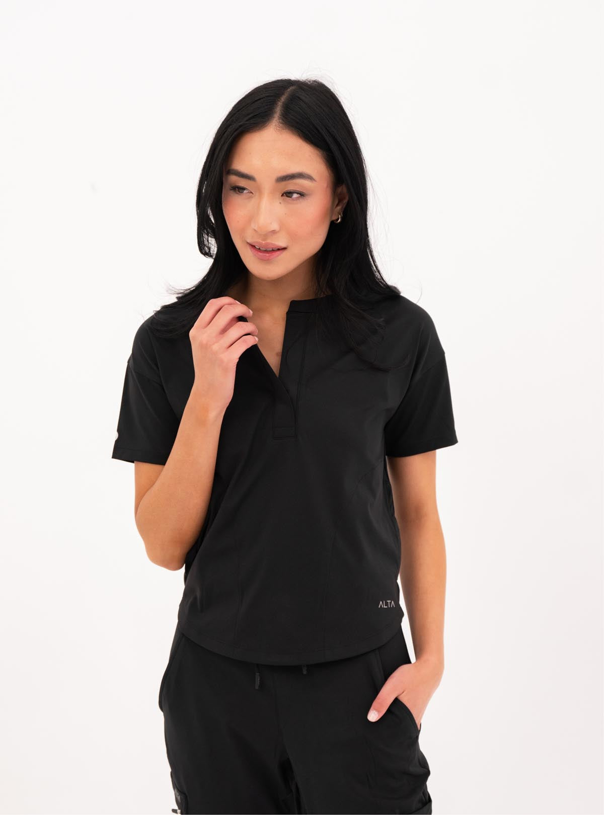 Kenzie™ Two-Pocket Scrub Top - Black