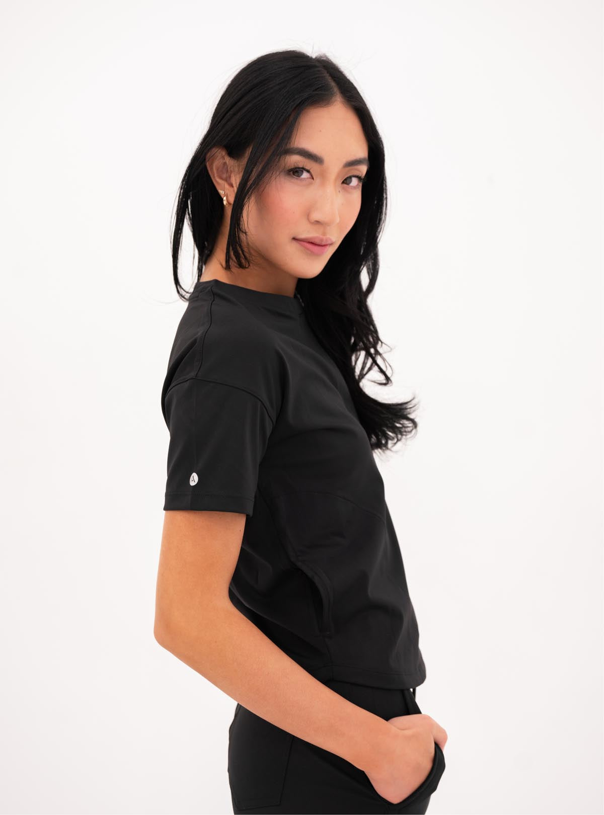 Kenzie™ Two-Pocket Scrub Top - Black