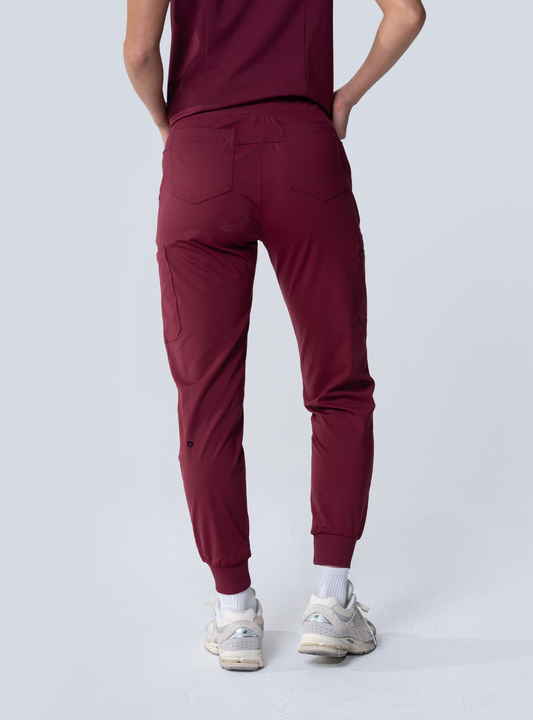 Jana Jogger Scrub Pant - Burgundy - Back