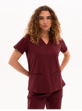 Taunya™ Two-Pocket Scrub Top - Burgundy