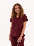 Taunya™ Two-Pocket Scrub Top - Burgundy