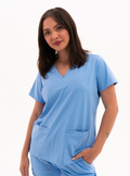 Taunya™ Two-Pocket Scrub Top - Ceil Blue