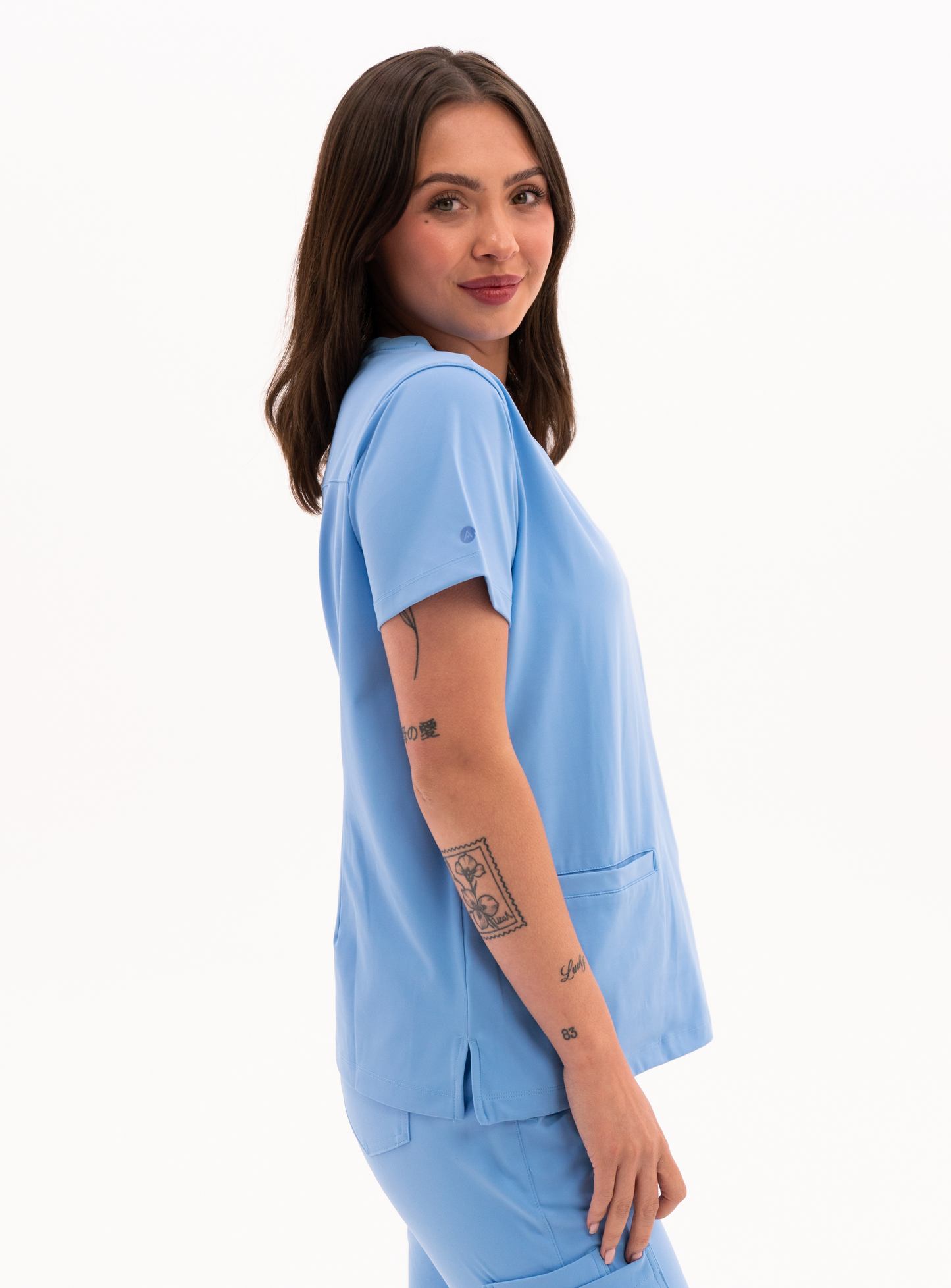 Taunya™ Two-Pocket Scrub Top - Ceil Blue