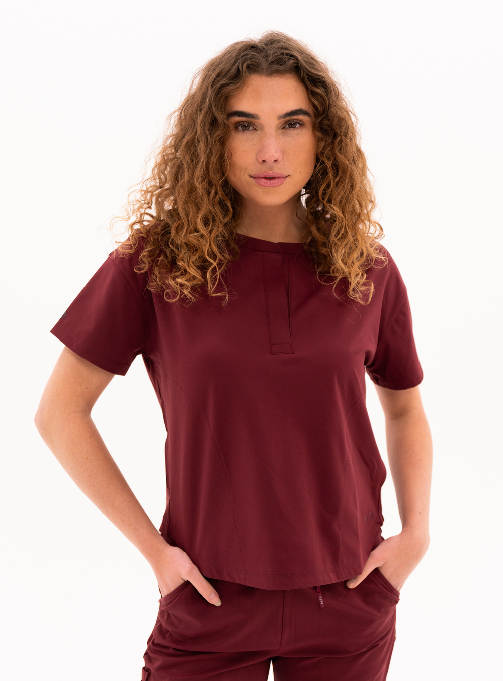 Kenzie™ Two-Pocket Scrub Top - Burgundy