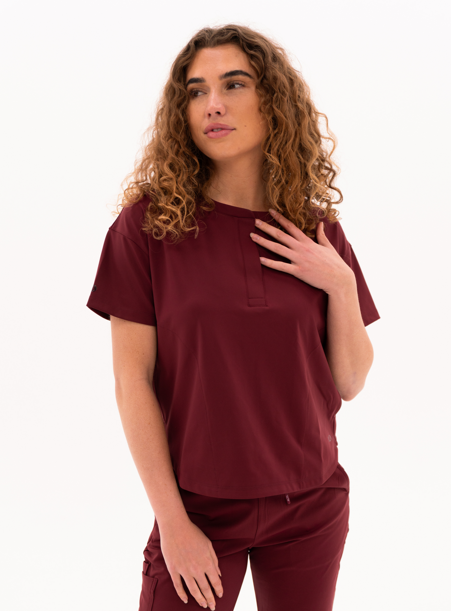 Kenzie™ Two-Pocket Scrub Top - Burgundy