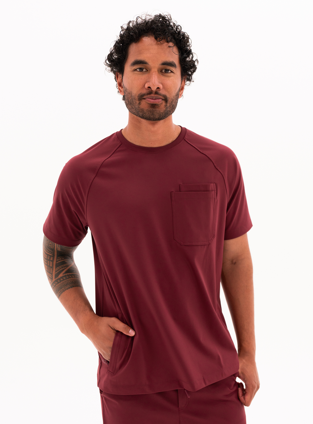 Preston™ Crew Neck Scrub Top - Burgundy