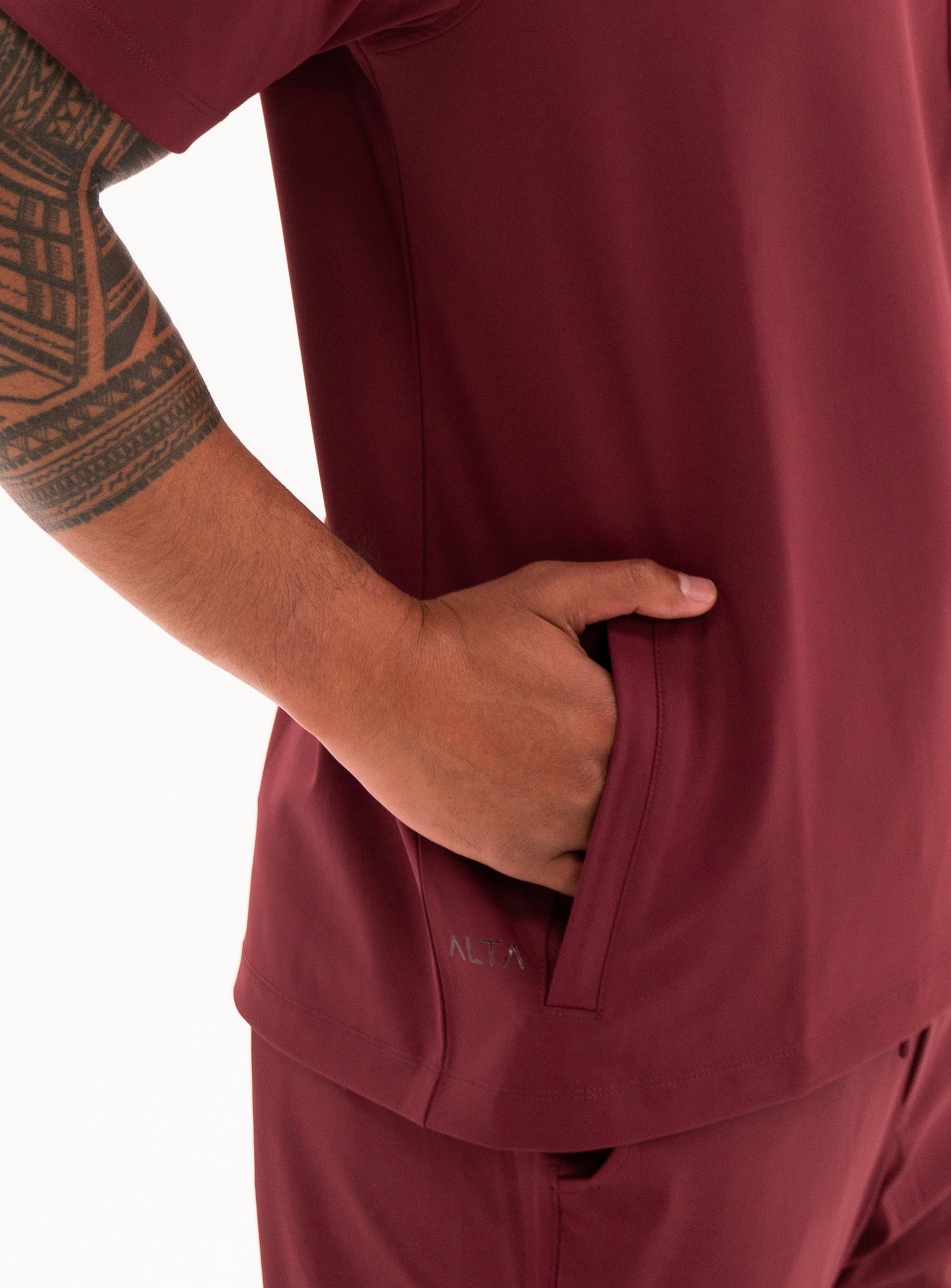 Preston™ Crew Neck Scrub Top - Burgundy