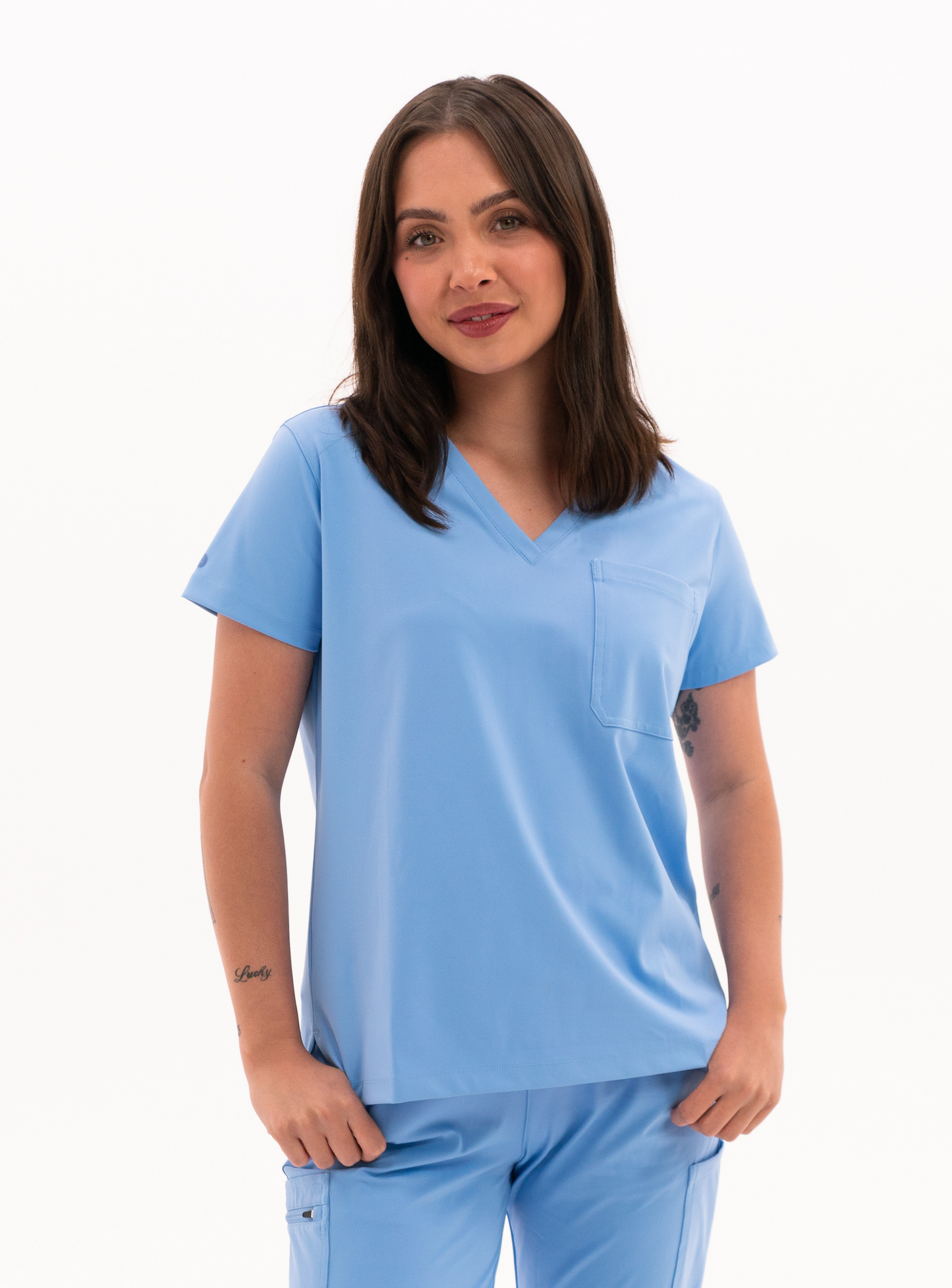 Rachel™ One-Pocket Scrub Top - Ceil Blue