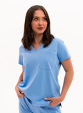 Rachel™ One-Pocket Scrub Top - Ceil Blue