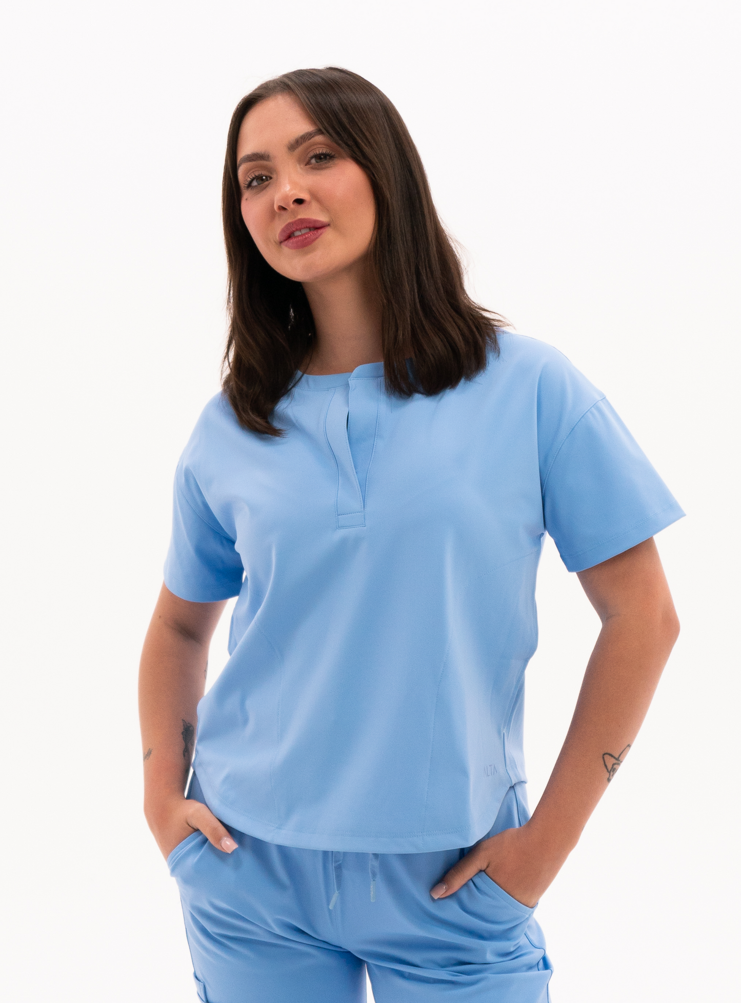 Kenzie™ Two-Pocket Scrub Top - Ceil Blue