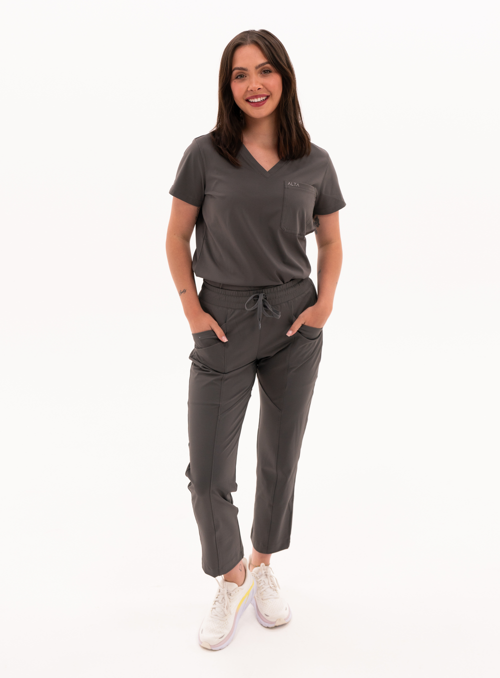 Maggie™ Tapered Crop Scrub Pant - Grey