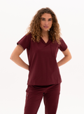 Rachel™ One-Pocket Scrub Top - Burgundy