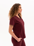 Rachel™ One-Pocket Scrub Top - Burgundy