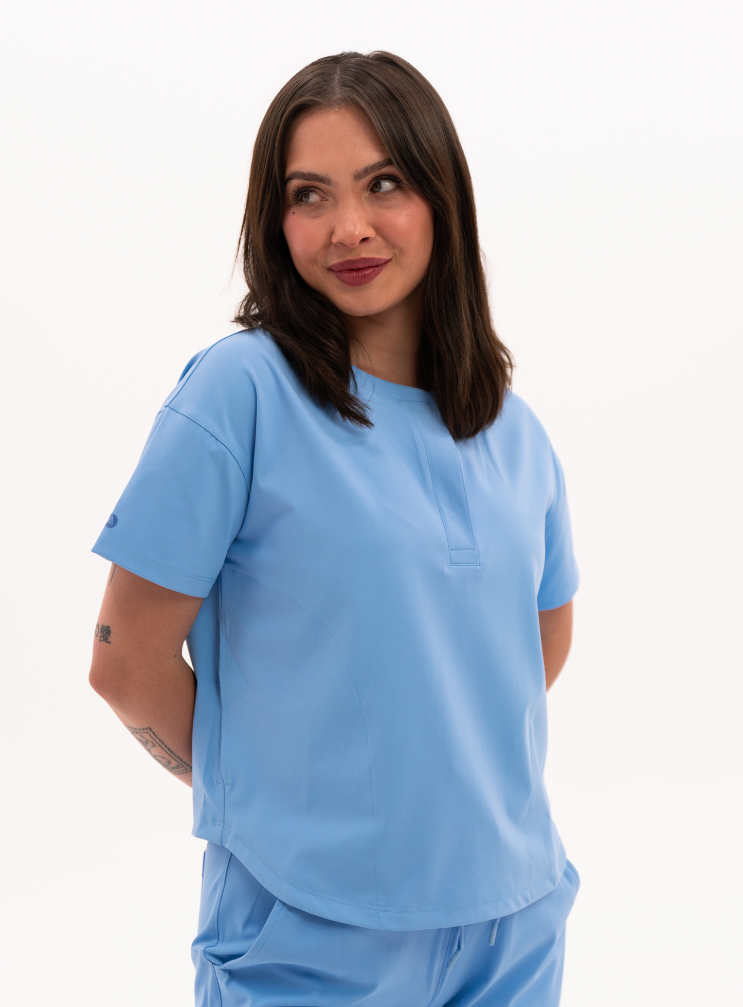 Kenzie™ Two-Pocket Scrub Top - Ceil Blue