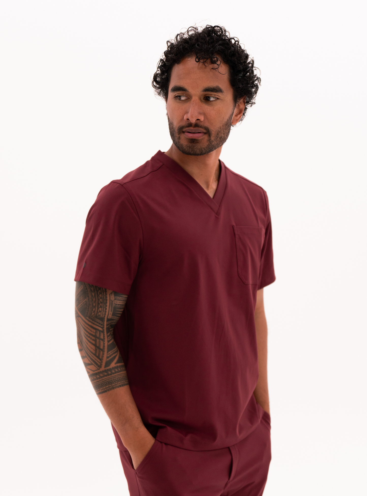 Kota™ V-Neck Scrub Top - Burgundy