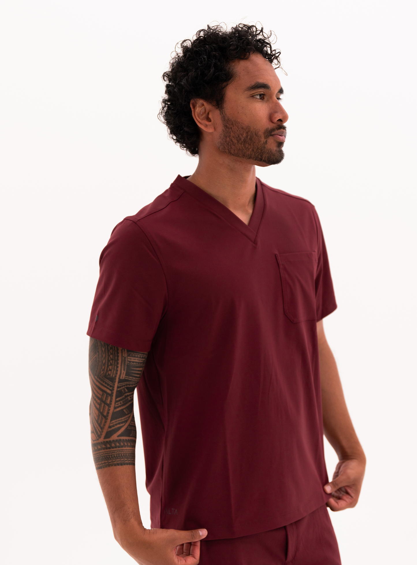 Kota™ V-Neck Scrub Top - Burgundy