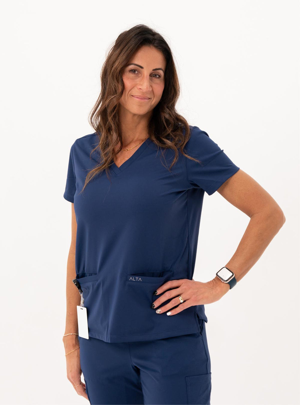 Taunya™ Two-Pocket Scrub Top - Navy