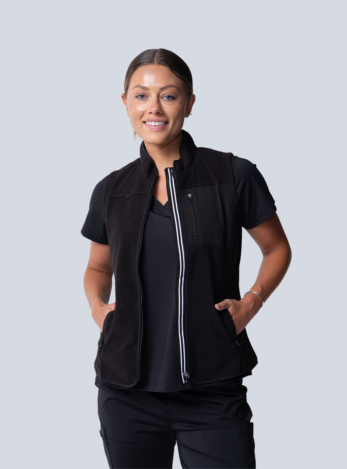 Amy Performance Scrub Vest - Black - Front