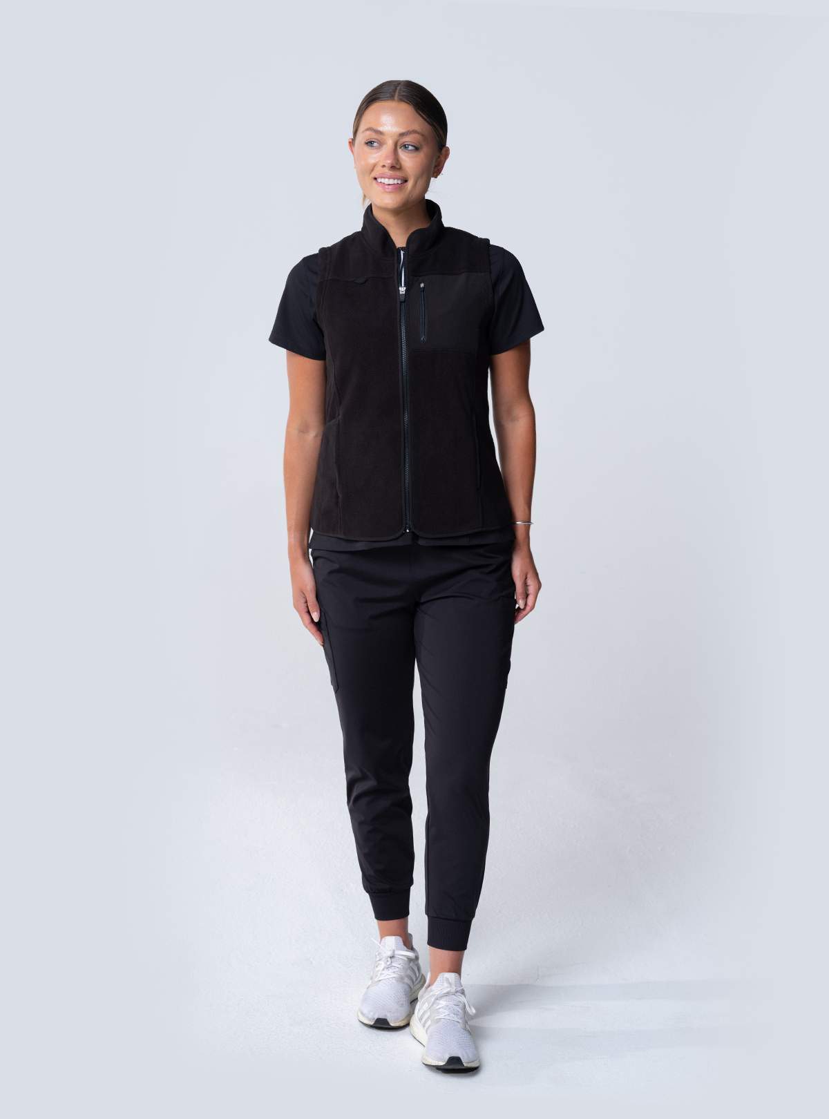 Amy Performance Scrub Vest - Black - Full Front