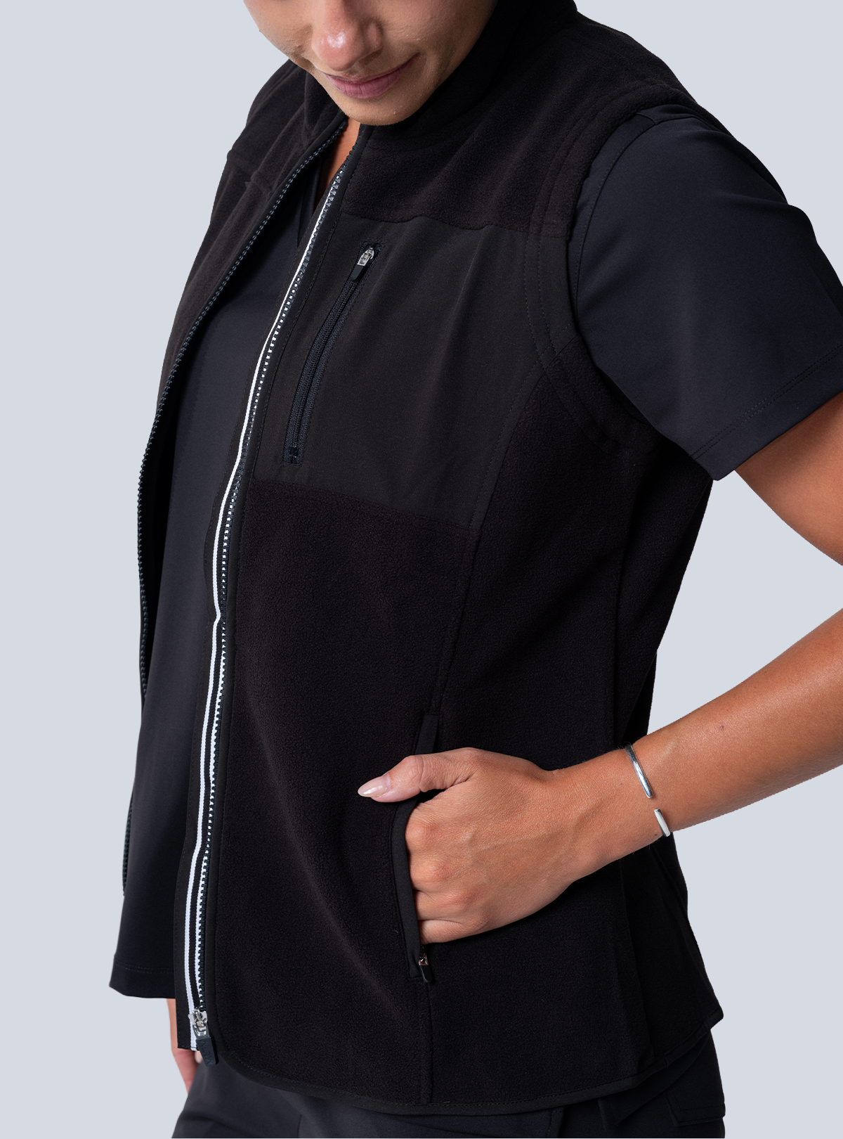 Amy Performance Scrub Vest - Black - Side