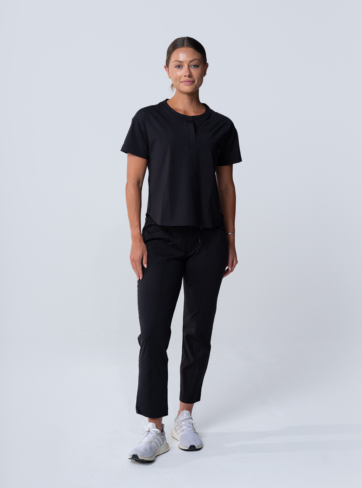 Jana Jogger Scrub Pant - Black - Full Front