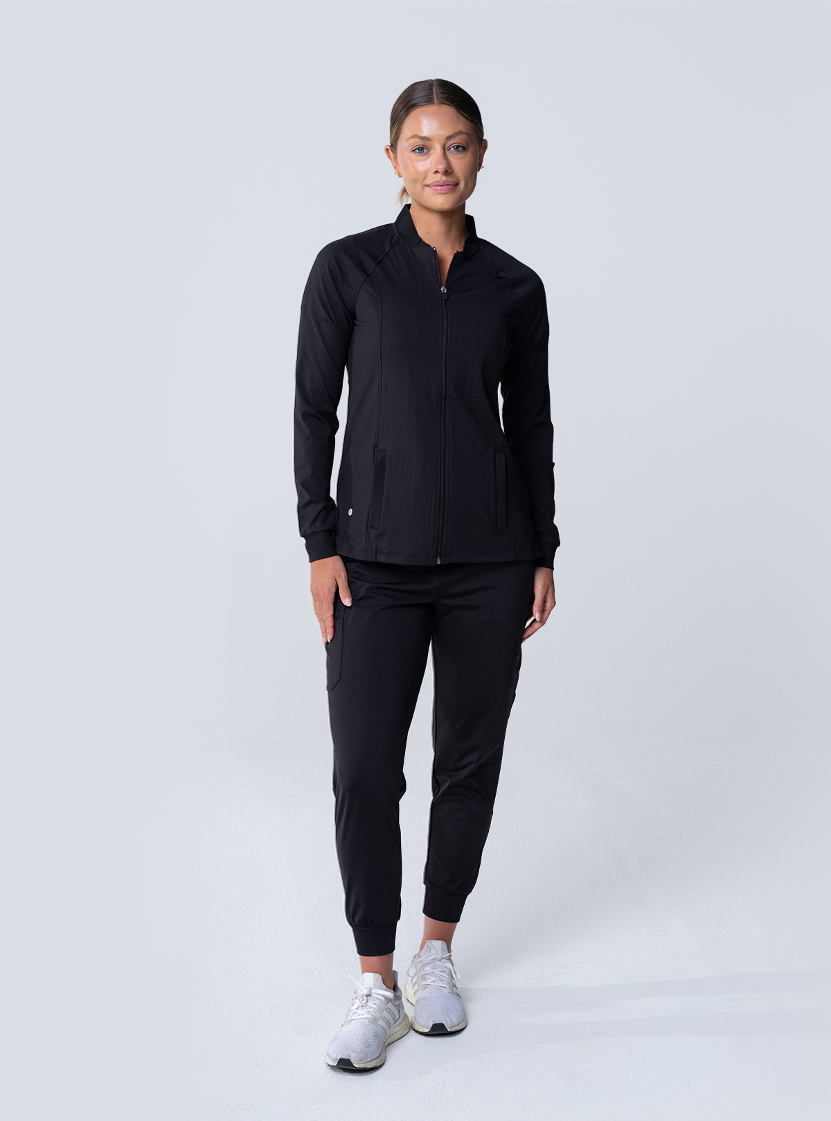 Kelly Performance Scrub Jacket - Black - Full Front