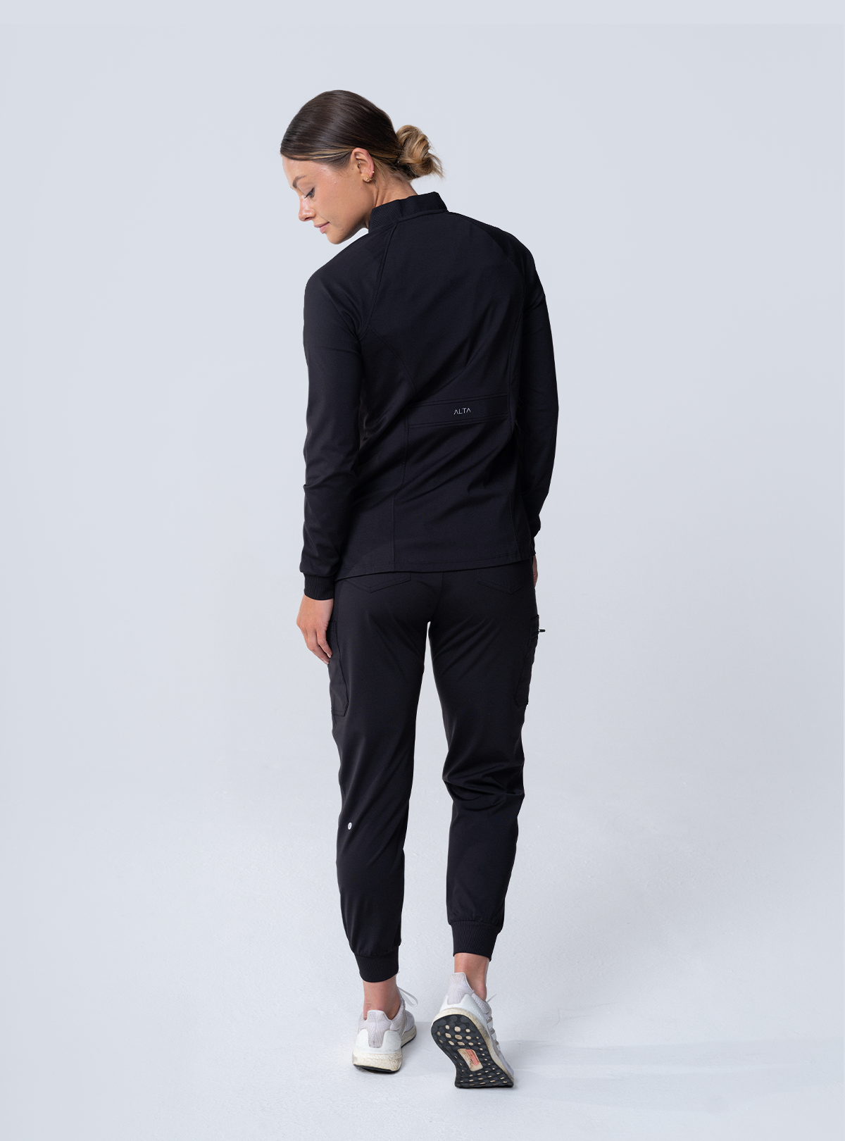 Kelly Performance Scrub Jacket - Black - Full Back