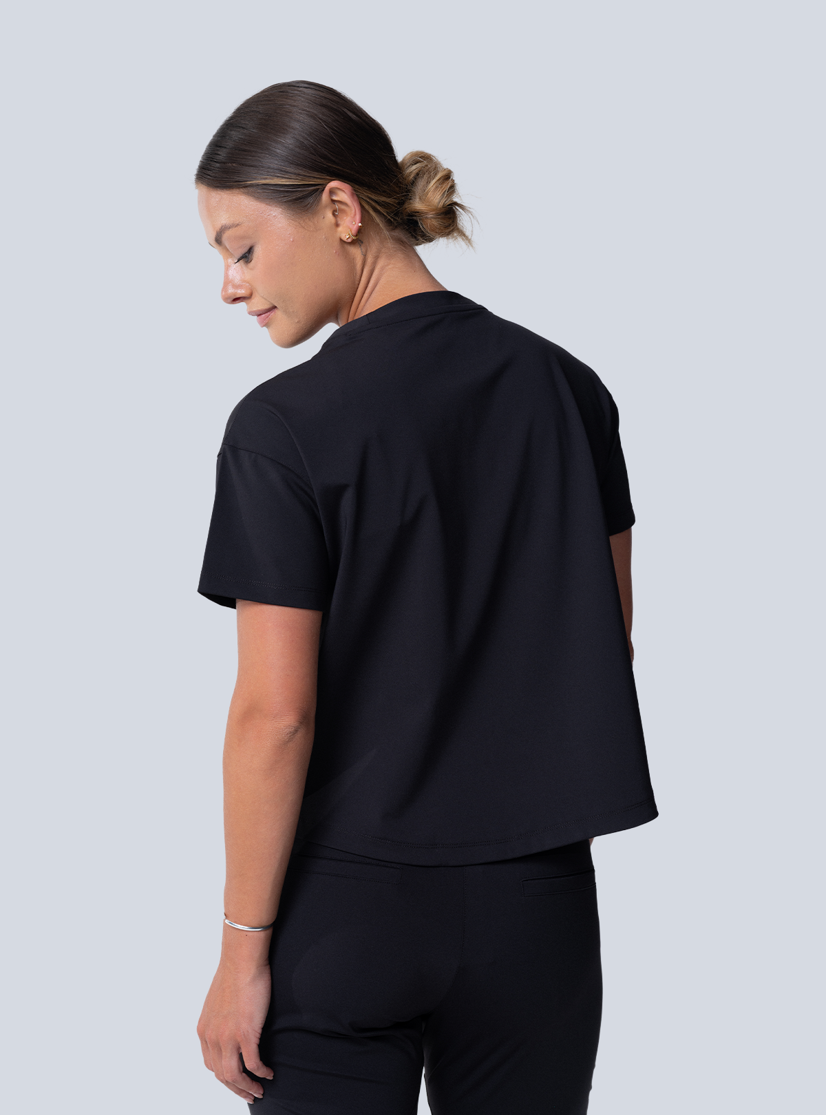 Kenzie Two-Pocket Scrub Top - Black - Back