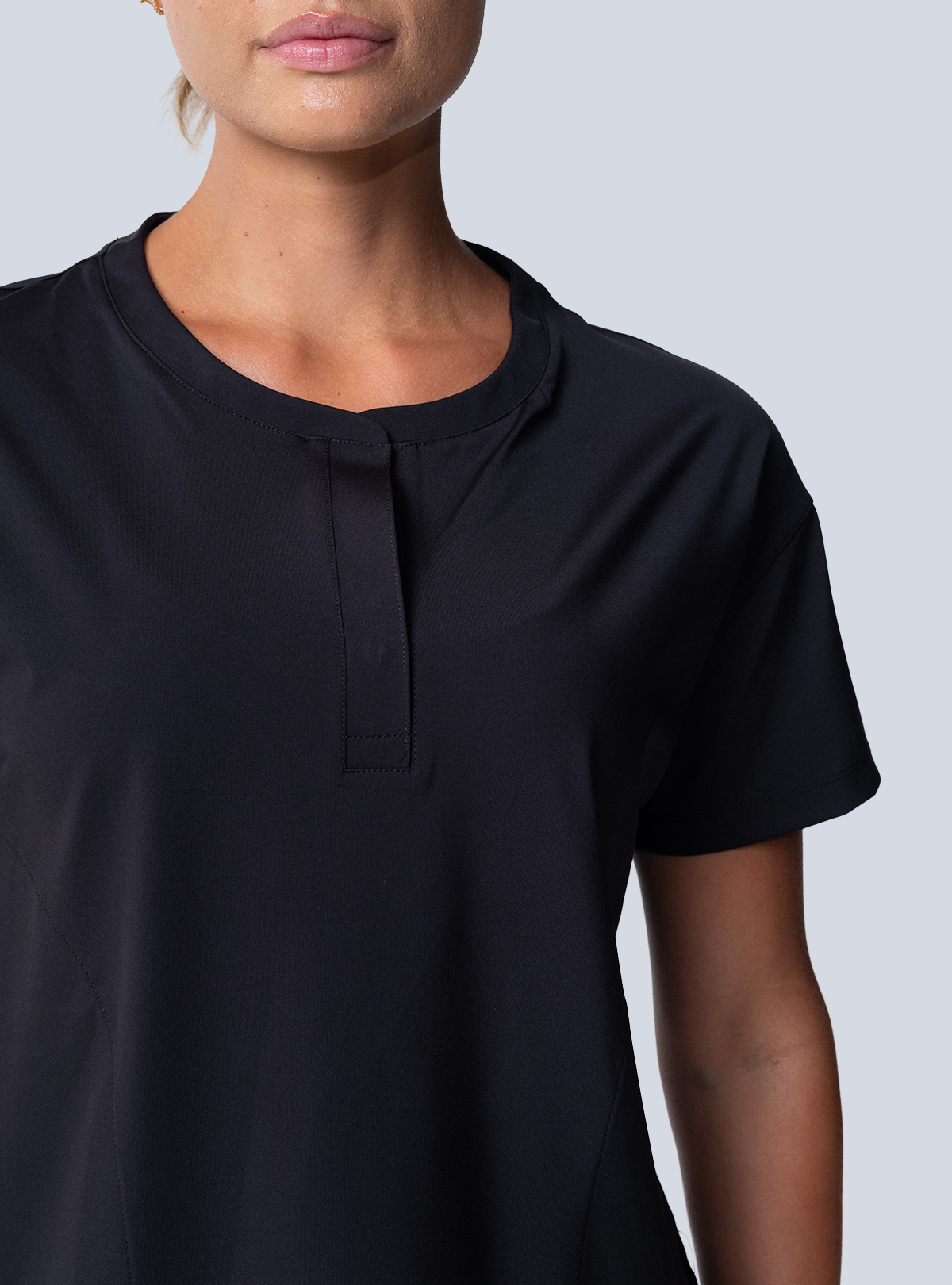 Kenzie Two-Pocket Scrub Top - Black - Detail 1