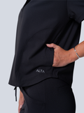 Kenzie Two-Pocket Scrub Top - Black - Detail 2