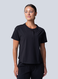 Kenzie Two-Pocket Scrub Top - Black - Front