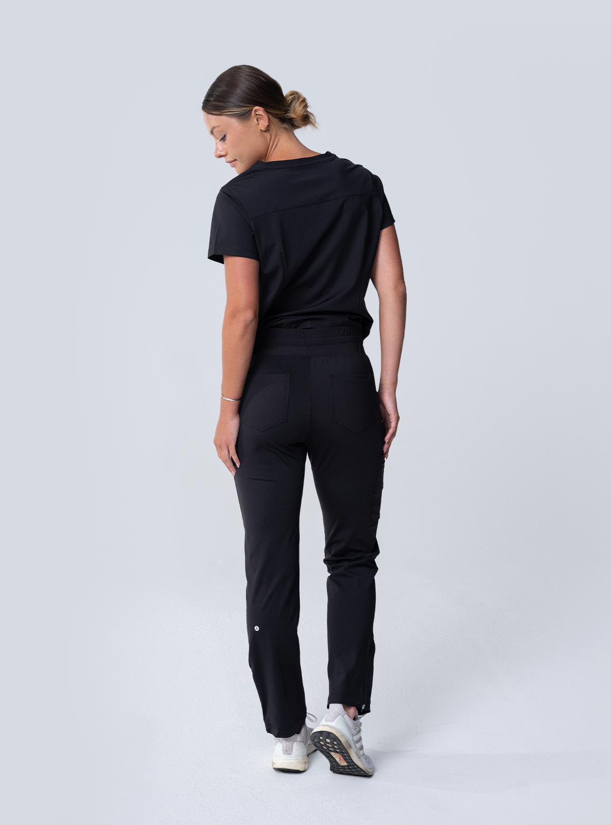 Macee Straight Leg Scrub Pant - Black - Full Back