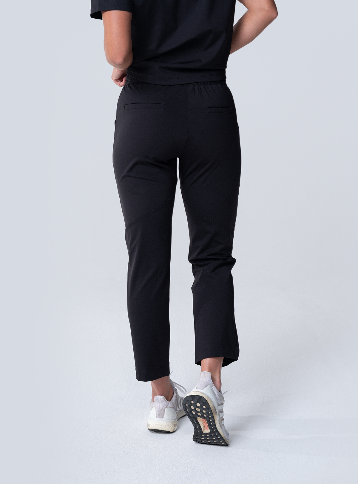 Maggie Tapered Crop Scrub Pant - Black - Back