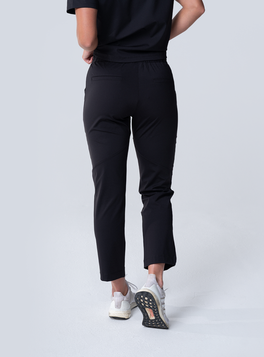 Maggie Tapered Crop Scrub Pant - Black - Back