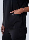 Taunya Two-Pocket Scrub Top - Black - Detail 1