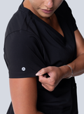 Taunya Two-Pocket Scrub Top - Black - Detail 3