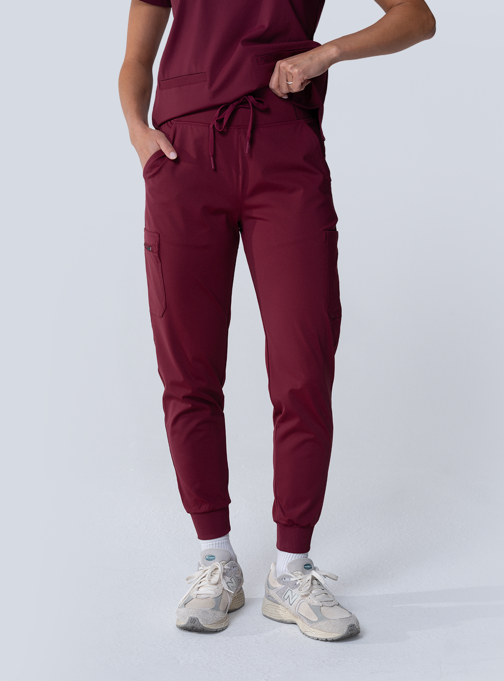 Jana Jogger Scrub Pant - Burgundy - Front