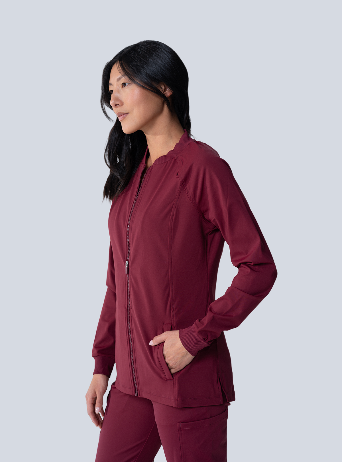 Kelly Performance Scrub Jacket - Burgundy - Side