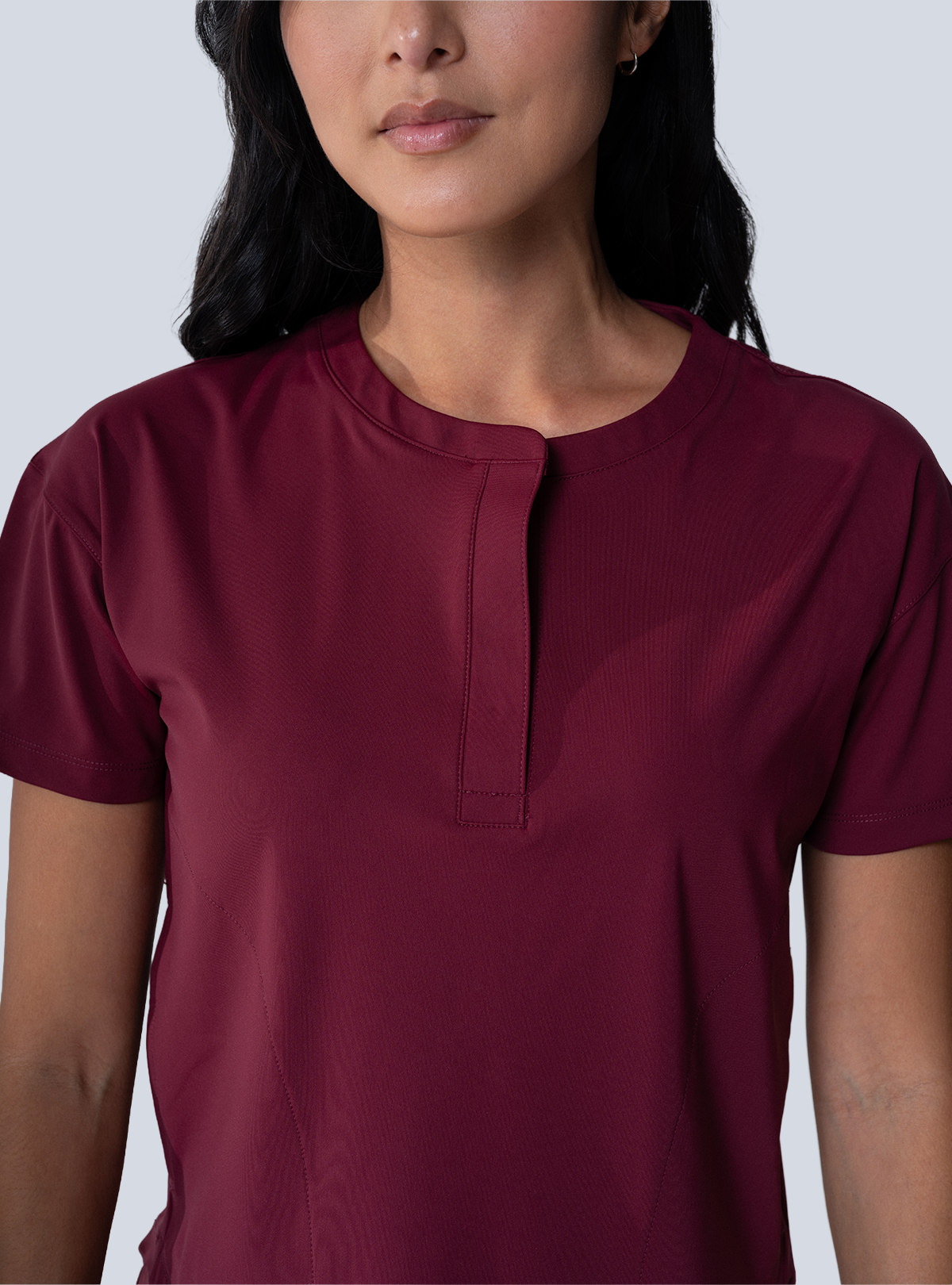 Kenzie Two-Pocket Scrub Top - Burgundy - Detail 1