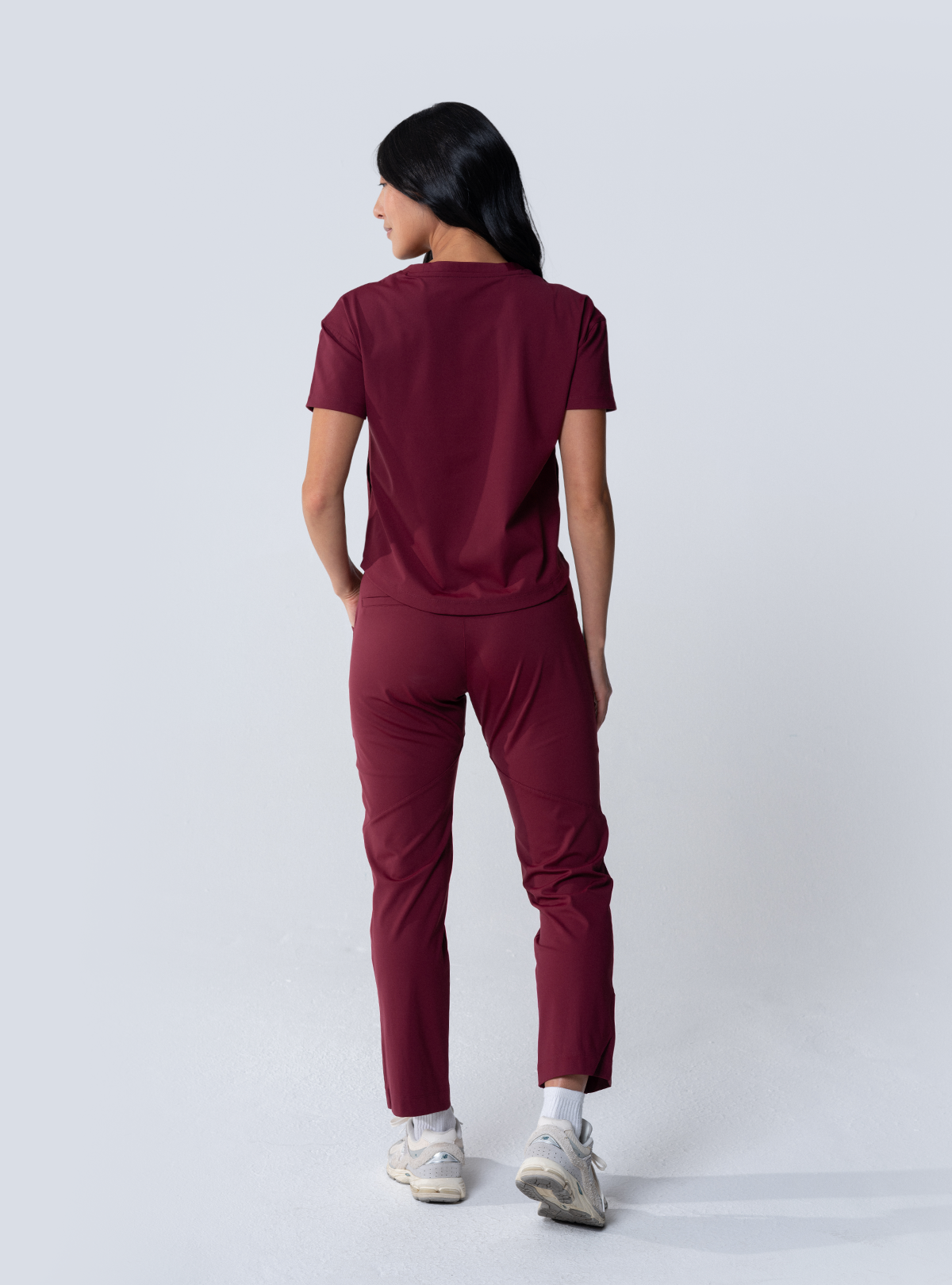 Kenzie Two-Pocket Scrub Top - Burgundy - Full Back