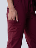 ALTA Macee Straight Leg Scrub Pant in Burgundy - detail