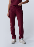 ALTA Macee Straight Leg Scrub Pant in Burgundy - front view