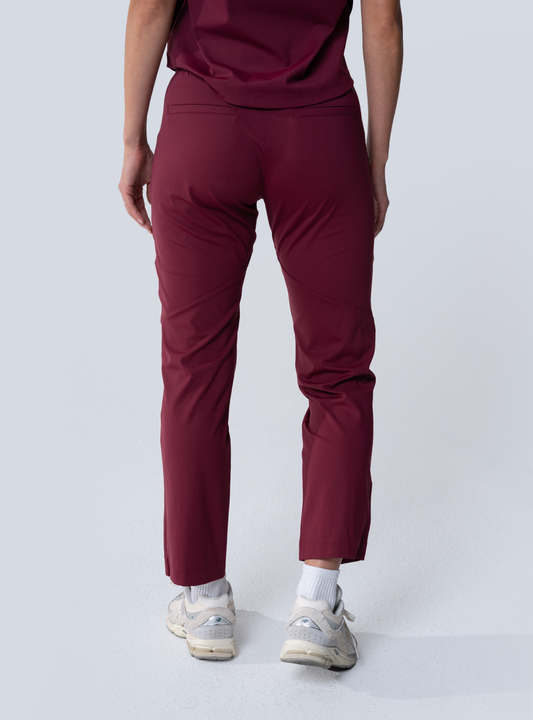 ALTA Maggie Tapered Crop Scrub Pant in Burgundy - back view