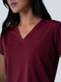 Rachel One-Pocket Scrub Top - Burgundy - Detail 1