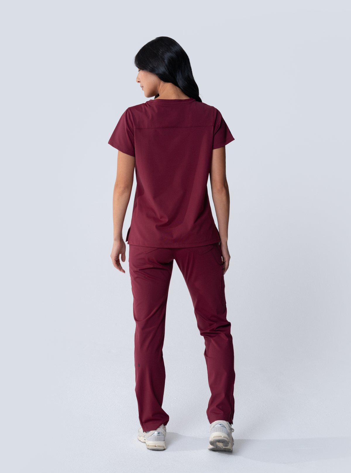 Rachel One-Pocket Scrub Top - Burgundy - Full Back